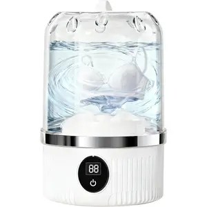 Portable Compact Lightweight Ultrasonic Washing Machine - 3000mAh Rechargeable Cordless Laundry Tool for Bras, Socks, Small Loads at Home & Travel