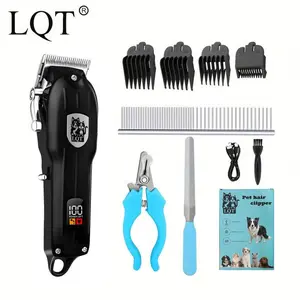 LQT Professional Cordless Pet Hair Clipper - 2000mAh Rechargeable Dog & Cat Grooming Kit with LED Display, Low Noise Motor, Pet-Specific Blades & Complete Grooming Tools for All Dog & Cat Breeds, Pet Trimming Set for Thick, Curly, Fine Fur & SensitiveSkin