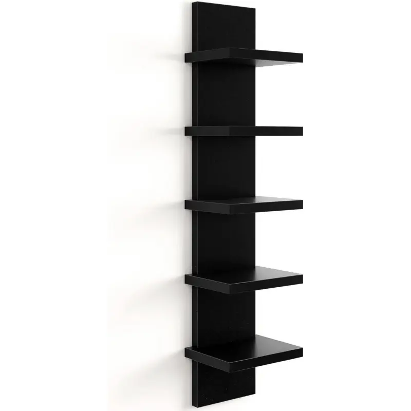 Rustic 5-Tier Floating Shelves - Wall Mounted Synthetic MDF Wood Organizer for Home Organizing, Heavy-Duty Storage for Living Room, Kitchen, Office, Decoration, Wall Mounted Organizer, Bathroom, Colorful, Floating Shelf, Multifunctional, Simple, 30.7 Inch