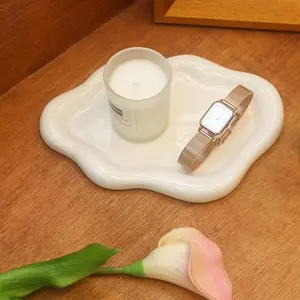 Ceramic Jewelry Tray Trinket Dish, Decorative Cloud Vanity Key Tray for Women