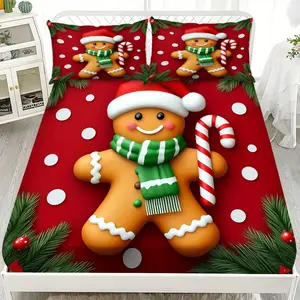 Christmas Bed Sheet Single Piece Mattress Protector Cover, Dustproof Full Wrap Bedding, All-Season Use (no Pillowcase Included)