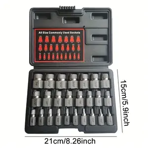25Pcs Bolt Extractor Set Multi-Spline EZ Out Chrome Moly Steel Stripped & Rounded Screw Remover Ideal for DIY & Professional Tasks Father's Day Gift