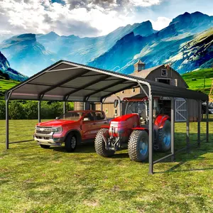 RoyalCraft L 20x20 FT Metal Carport, Heavy Duty Canopy with Updated Roof & Enhanced Base, Multi-Use Carport Garage for Car, Truck, Boat, Tractors, Party