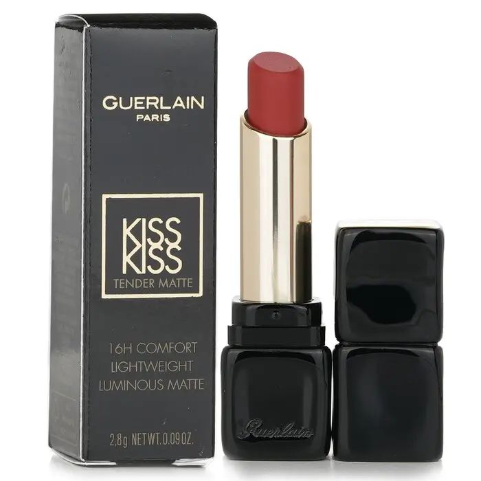 Guerlain Kisskiss Tender Matte Lipstick, Makeup Cosmetic with Hyaluronic Acid & Shea, Hydrating #770 Desire Red, 2.8g/0.09oz, Hydrate