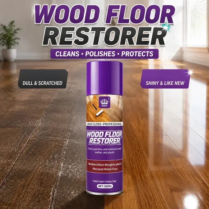 Multi-Purpose Wood Floor Restorer – Premium Floor Wax Formula Enhances Natural Wood Grain, Revives Dull Hardwood Surfaces, Leaves a Smooth Gloss Finish, Ideal for Hardwood Floors, Laminate, Bamboo & Indoor Wood Surface Care