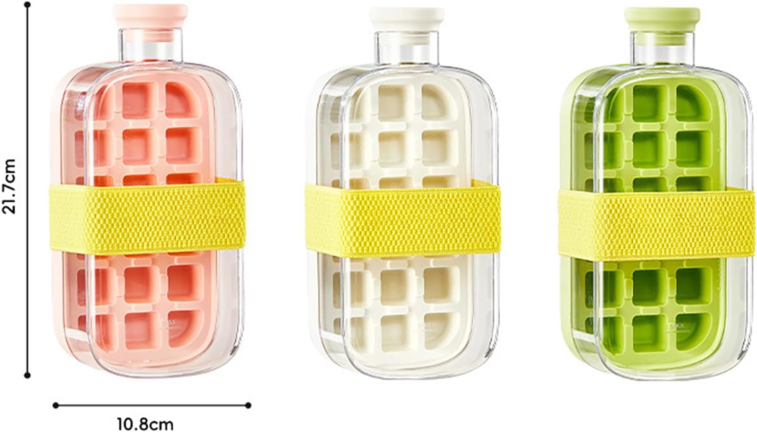 Ice Cube Bottle,2 in 1 Touch-Free Ice Cube Tray Water Bottle with Lid and Bin,Comes with Straw and Carrier,Perfect for Juice,Coffee,Soda and Other Beverages,Easy Press Ice Tray Water Bottle,Leak Proof Lid,Vertical Ice Maker for Freezer,Travel,Gym&Home Use