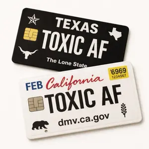 Toxic AF State Plates Card Skin Decal Texas California Sticker Sheets