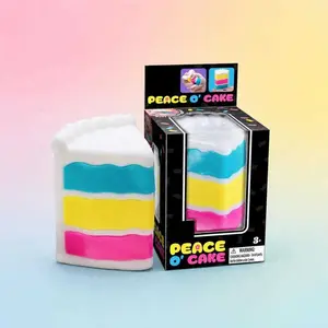 Trendy Peace O’ Cake Squishy – Colorful Cake Slice Fidget Toy