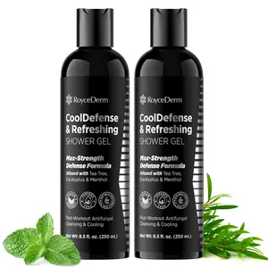 Roycederm CoolDefense Antifungal Body Wash for Men - 8.5 fl oz, 2 Pack - Tea Tree & Menthol Infused - SLS-Free, Post-Workout Refresh - Dermatology-Inspired Care