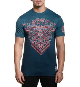 American Fighter Men's Montebello T-shirt, Short Sleeve Round Neck Top with Blue Sublimation Fade, Cotton Polyester Blend