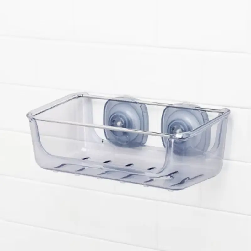 Stronghold Suction Large Basket: Stainless Steel & Plastic Shower Organizer with Suction Grip