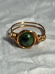 Zoisite size 8 copper wire-wrapped ring