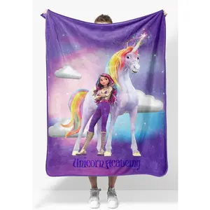 Coco plush throw pillow - 50" x 60" inches. Soft and comfortable flannel plush pillow for children, suitable for bedroom and sofa decoration. Purple - Little Unicorn Academy