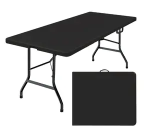 Heavy-Duty 6 Foot Black Folding Table for Picnic, Party & Camping