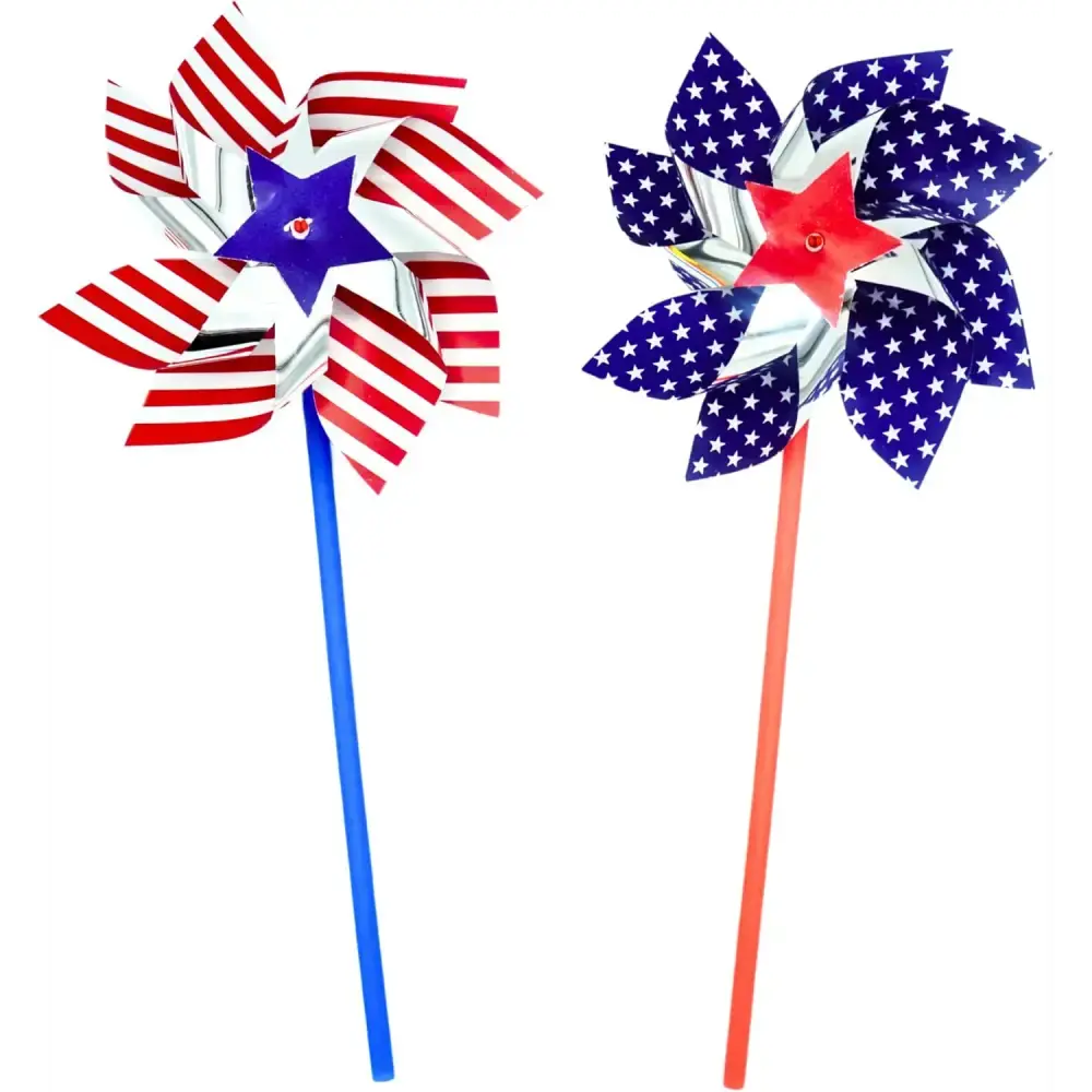 4E's Novelty Patriotic Pinwheels 24 Pack – July 4th Wind Spinner Decor