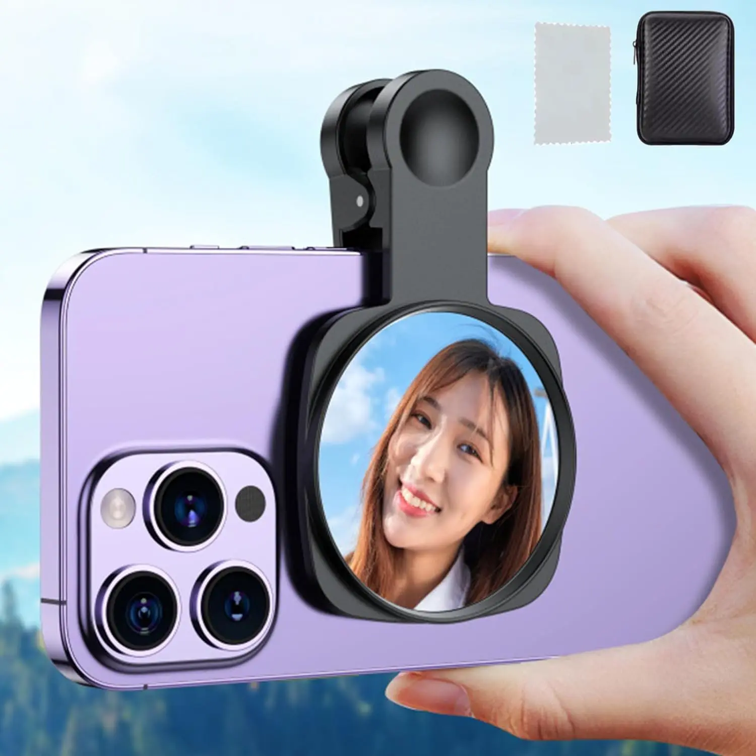 Clip-on Selfie Mirror for Phone Back Camera, 2.36" Plexiglass HD Wide Angle Accessory for Smartphone Vlogging & Live Streaming, Accessories, Cellphone, Mobile