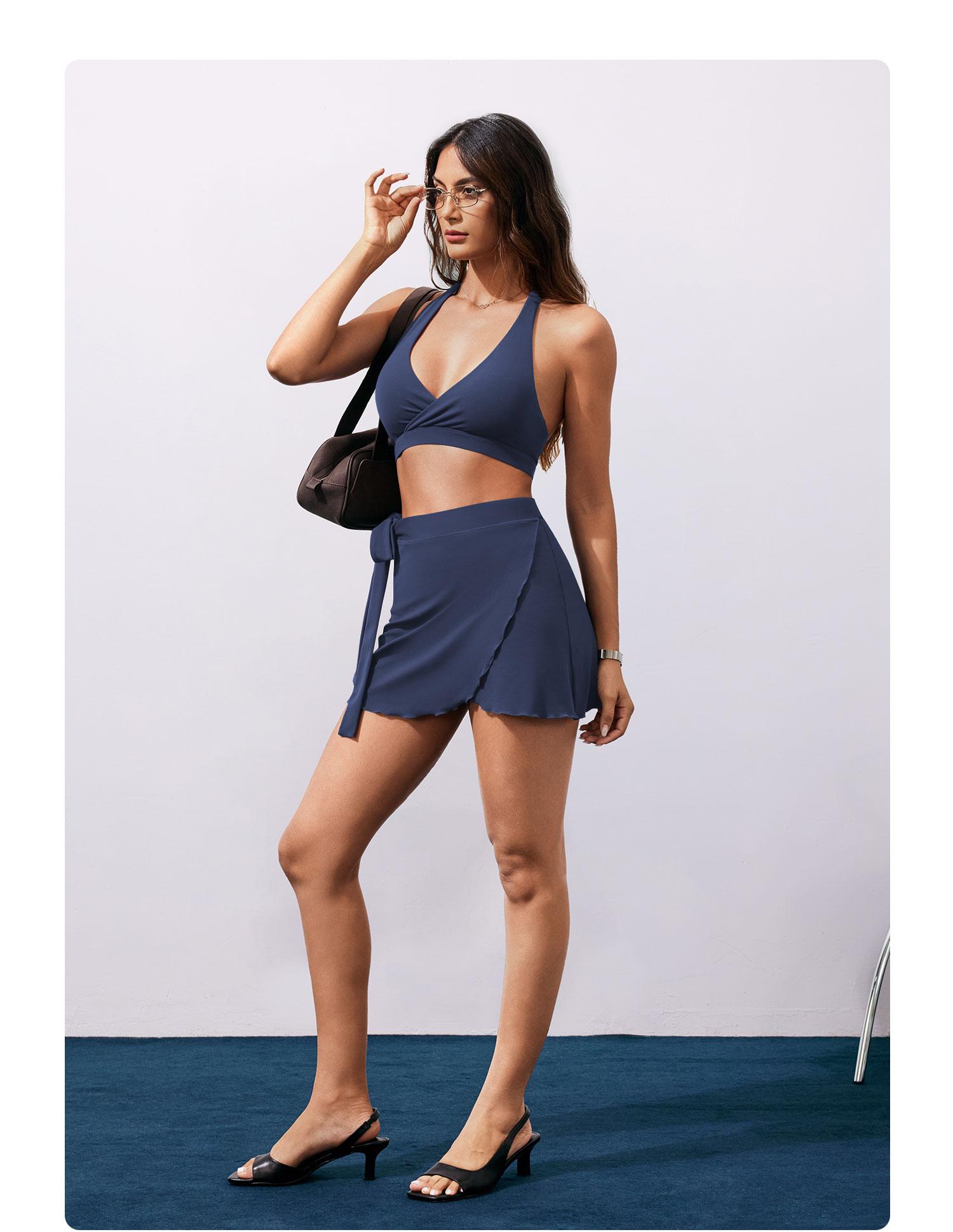 YEOREO Women's Stretchy Lightweight Athletic Sport Skort - Ballet Wrap Tie, Built-in Shorts, Sporty Chic Mini Gym Skirt for Tennis, Summer Workouts, Athletic Sport Skirt tiktokshopbacktoschool