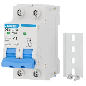 DC Miniature Circuit Breaker, 500V 2 Pole 20 Amp Isolator for Solar PV System, Thermal Magnetic Trip DIN Rail Mount, C20 DC Disconnect Switch