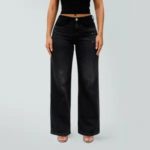 Magic ONESO BBL Jeans for Women Mid-Low Rise Stretch Baggy Fit Comfortable Black Wide Leg Distressed Denim with Tummy Control Minimalist Basic Trouser#Spring Picks#TikTokShopSpringGlowUp