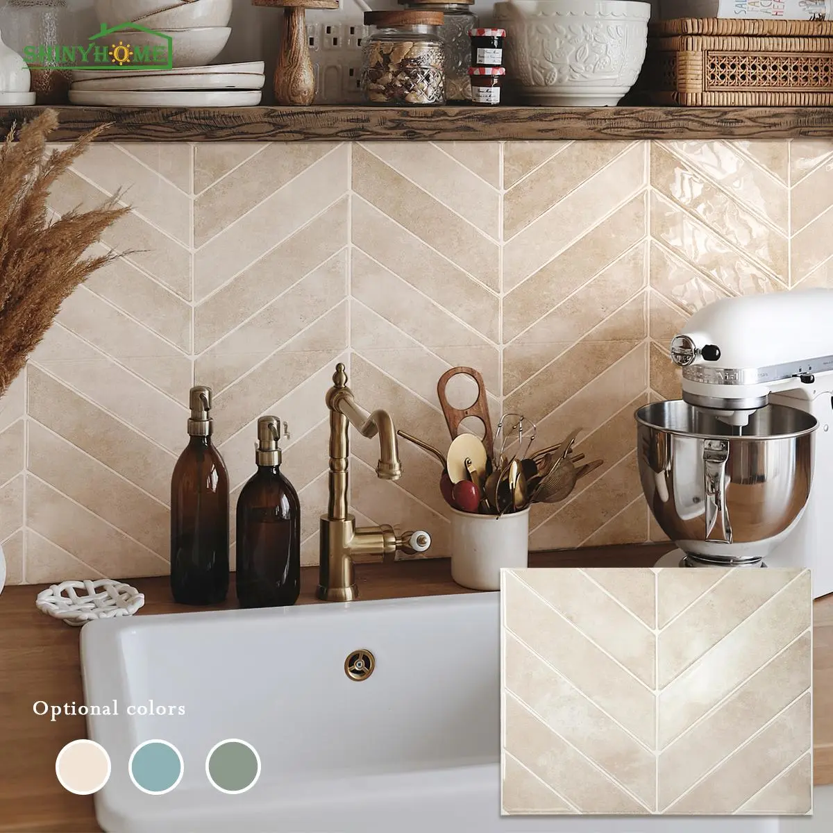 Self-Adhesive Wall Tile Sticker, 11.4" x 9" 3D Peel-and-Stick Tile Backsplash for Kitchen and Bathroom, Home Backsplash, Waterproof & Oil-Proof Wall Tiles, Wall Stickers