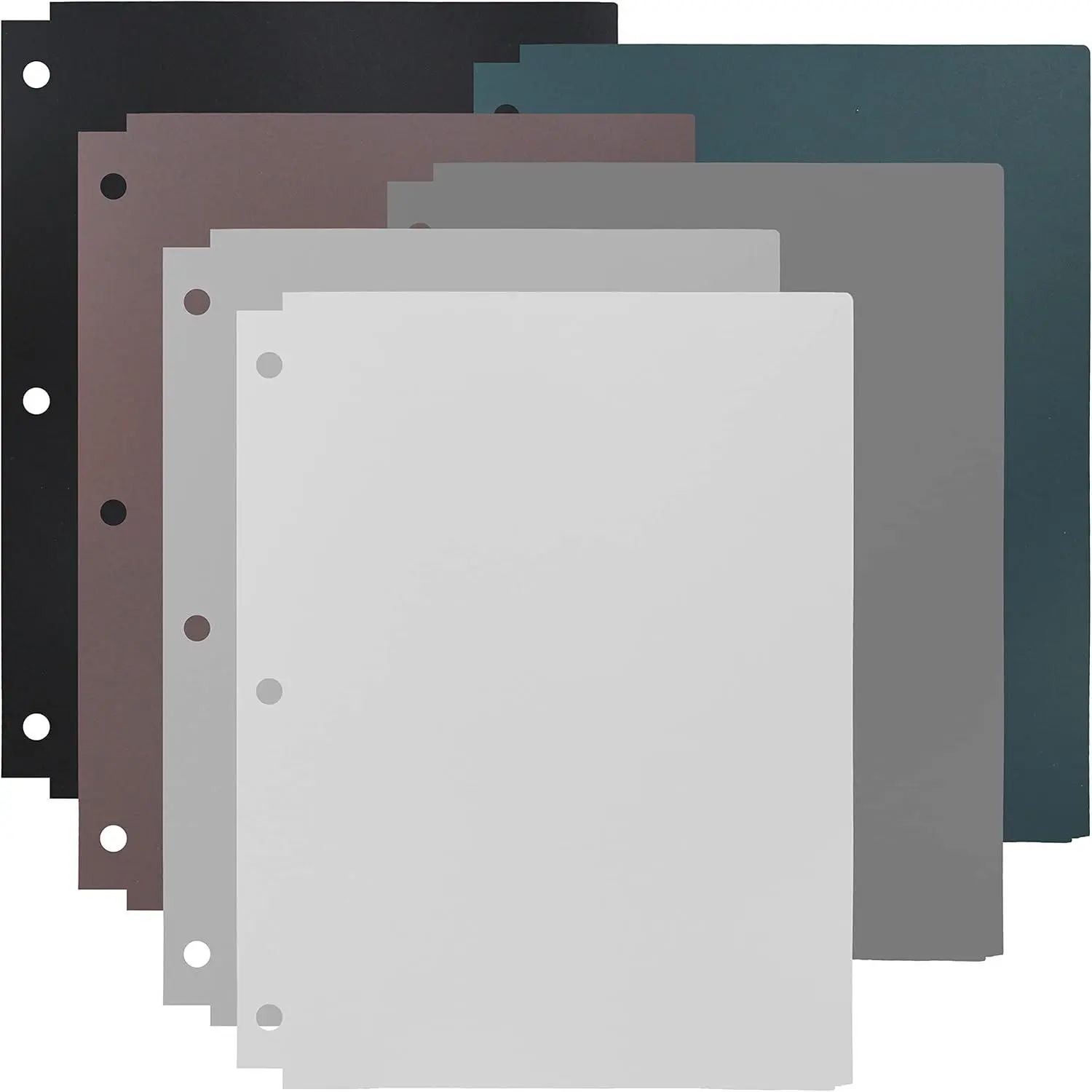 6 Pack Heavy Duty Plastic Two Pocket Folders, Binder Dividers with Pocket, 3 Hole Punch Folder with Notches, Binder Folders