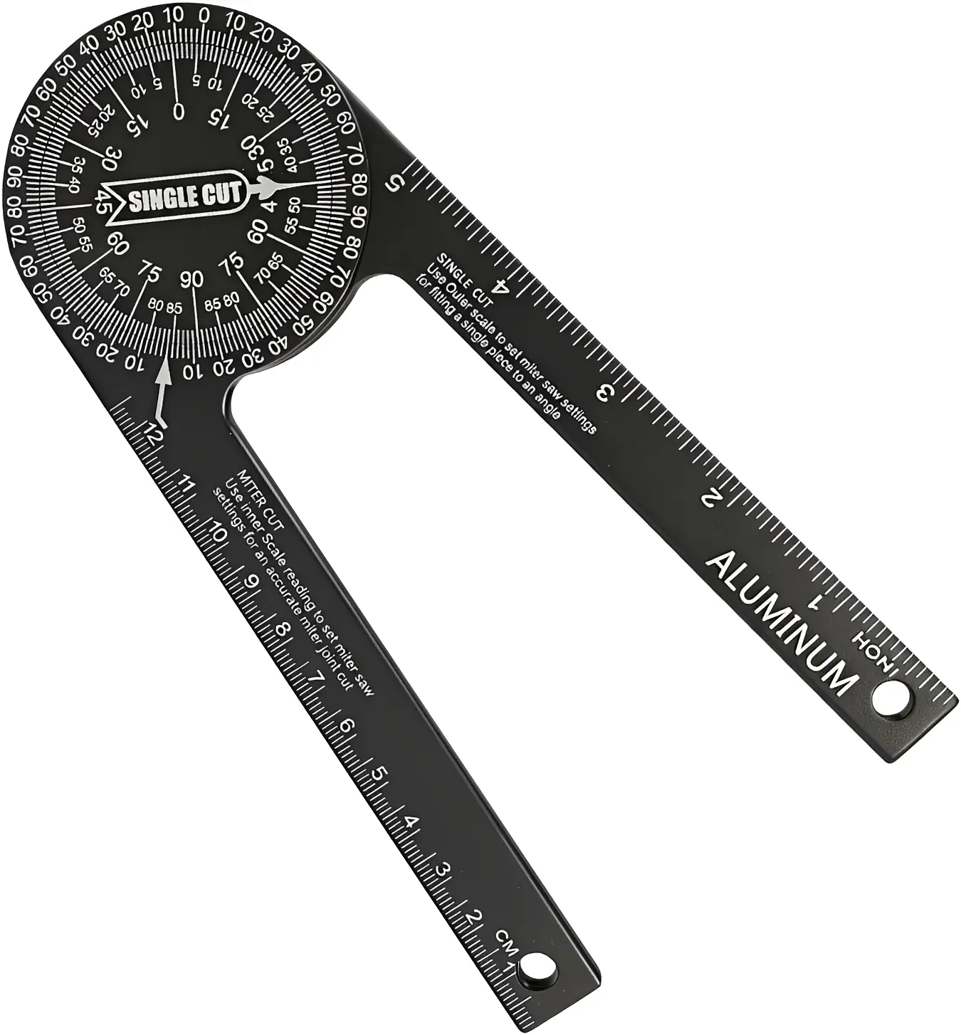 Aluminum Miter Saw Protractor | 7-Inch Rust Proof Angle Finder ,360° Angle Finder with Laser-Engraved Scales with Measuring Rulers for Angle Finder Carpentry, Crown Molding Tool, Baseboard building trade, CNC Machined Woodworking
