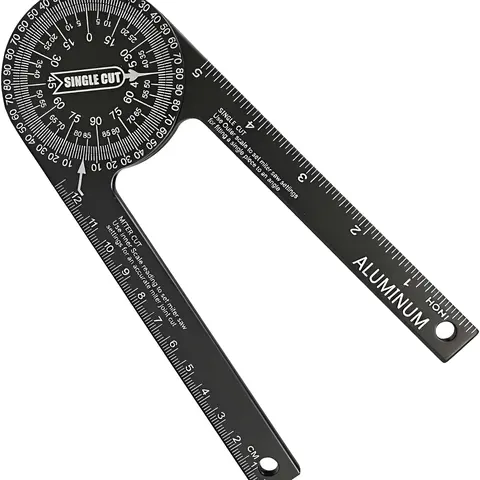Aluminum Miter Saw Protractor | 7-Inch Rust Proof Angle Finder ,360° Angle Finder with Laser-Engraved Scales with Measuring Rulers for Angle Finder Carpentry, Crown Molding Tool, Baseboard building trade, CNC Machined Woodworking