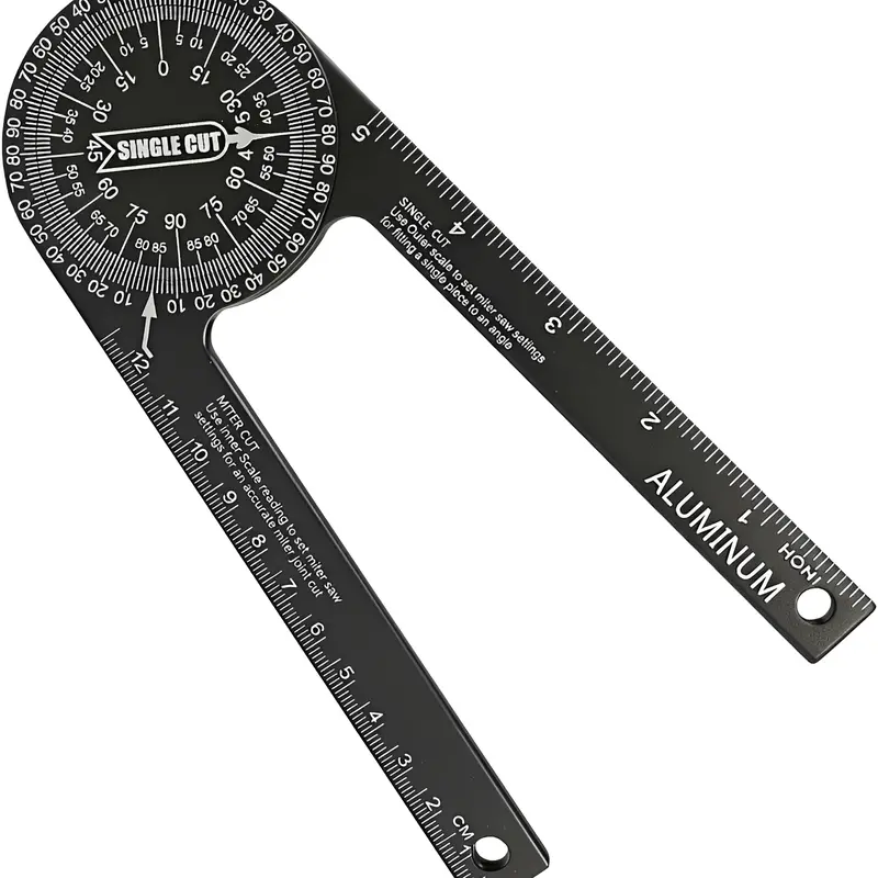 Aluminum Miter Saw Protractor | 7-Inch Rust Proof Angle Finder ,360° Angle Finder with Laser-Engraved Scales with Measuring Rulers for Angle Finder Carpentry, Crown Molding Tool, Baseboard building trade, CNC Machined Woodworking