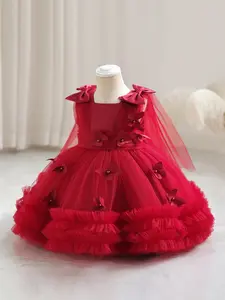 Girls' Wedding Dress Butterfly Design, A Line Dresses, Thin Sheer Puffy Skirt, Show Performance Elegant Gown, Holiday Party Baptism