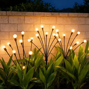 Solar Garden Lights,8 LEDs Swaying Lights Outdoor Waterproof,Warm White Solar Powered  firefly Lights for Yard, Patio, Pathway Decoraation Dusk to Dawn(Pack of 2/4)