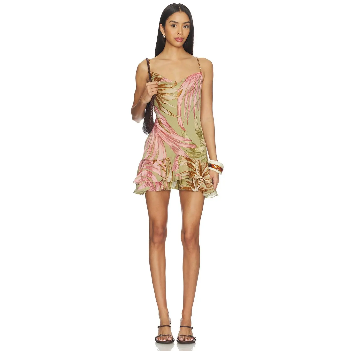 ROCOCO SAND Ruffle Mini Dress in Green