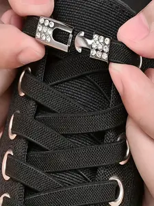 1 Pair/4 Pairs Elastic Shoelaces with Rhinestones, No-Tie Fashion Laces for Casual Shoes, Canvas and Sneakers, Comfortable and Stylish