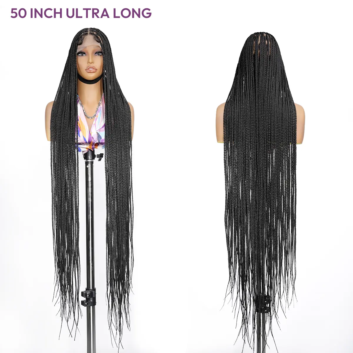 50" Knotless Box Braided Full Lace Wig – Handmade, Premium Synthetic Fiber | SuperNova #SummerVibes