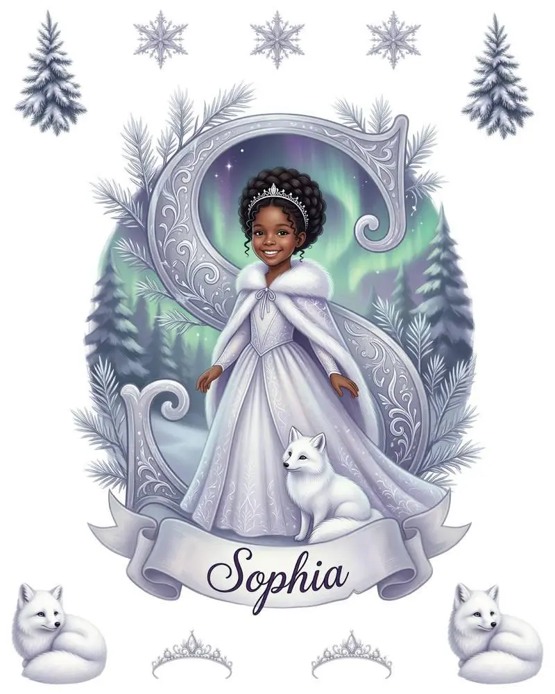 Personalized Princess Wall Decal Set, Custom Girl Portrait from Photo, 10 Piece, Frost Crystal