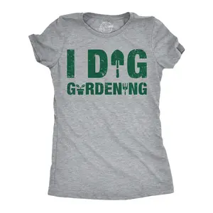 Womens Funny T Shirts I Dig Gardening Sarcastic Plant Graphic Novelty Tee for Ladies Funny Womens T Shirts Cute Vintage Fashion Casual Ladies T-Shirt Gift Funny Sarcastic Top Women's Novelty Tees Light Grey