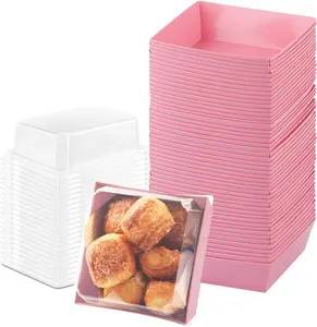 50 Pack Charcuterie Boxes with Clear , 4 Inches  Dessert Boxes To Go Disposable Mini Charcuterie Boxes for Cookie, Sandwich, Strawberry, Cupcake, Macaron, Cake Slice