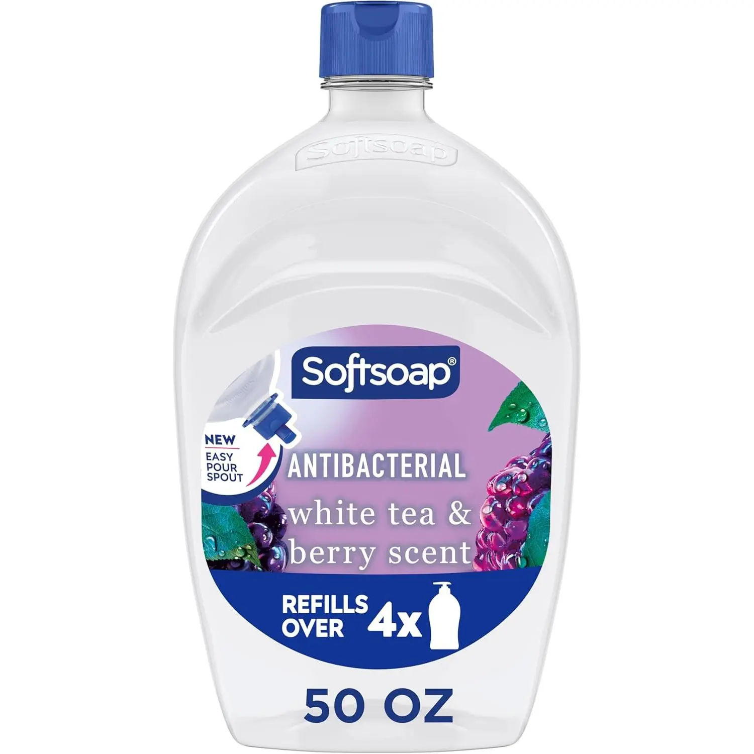 Softsoap Antibacterial Liquid Hand Soap, Kitchen and Bathroom Hand Soap, White Tea and Berry Scent, 50 fl oz Refill
