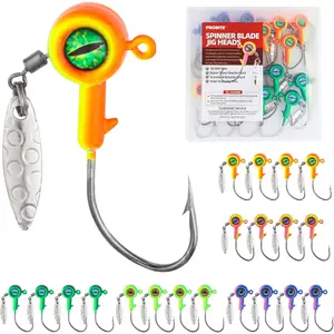 Spinner Blade Jig Heads, 20pcs Fishing Jig Hooks with Sharp Barb, 4 Size Options, for Saltwater and Freshwater Fishing