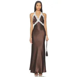 SNDYS Tonya Slip Maxi Dress 2.0 in Chocolate