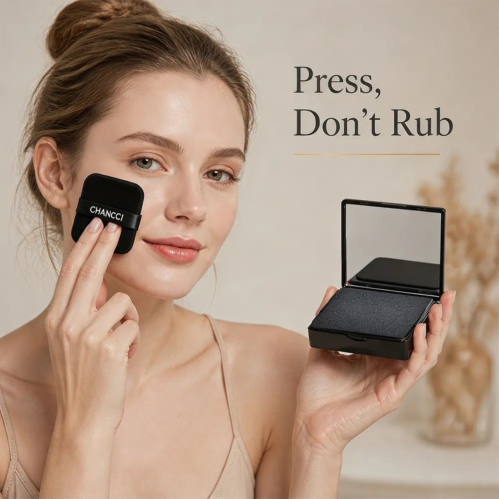Black Magnetic 2-in-1 Makeup Oil Blotting Setting Sheets with Powder, Mirror, Puff, Recyclable Pack - Gentle Oil Control for Oily Skin, Outdoor Use, Smooth Fresh Look, Foundation Compatible
