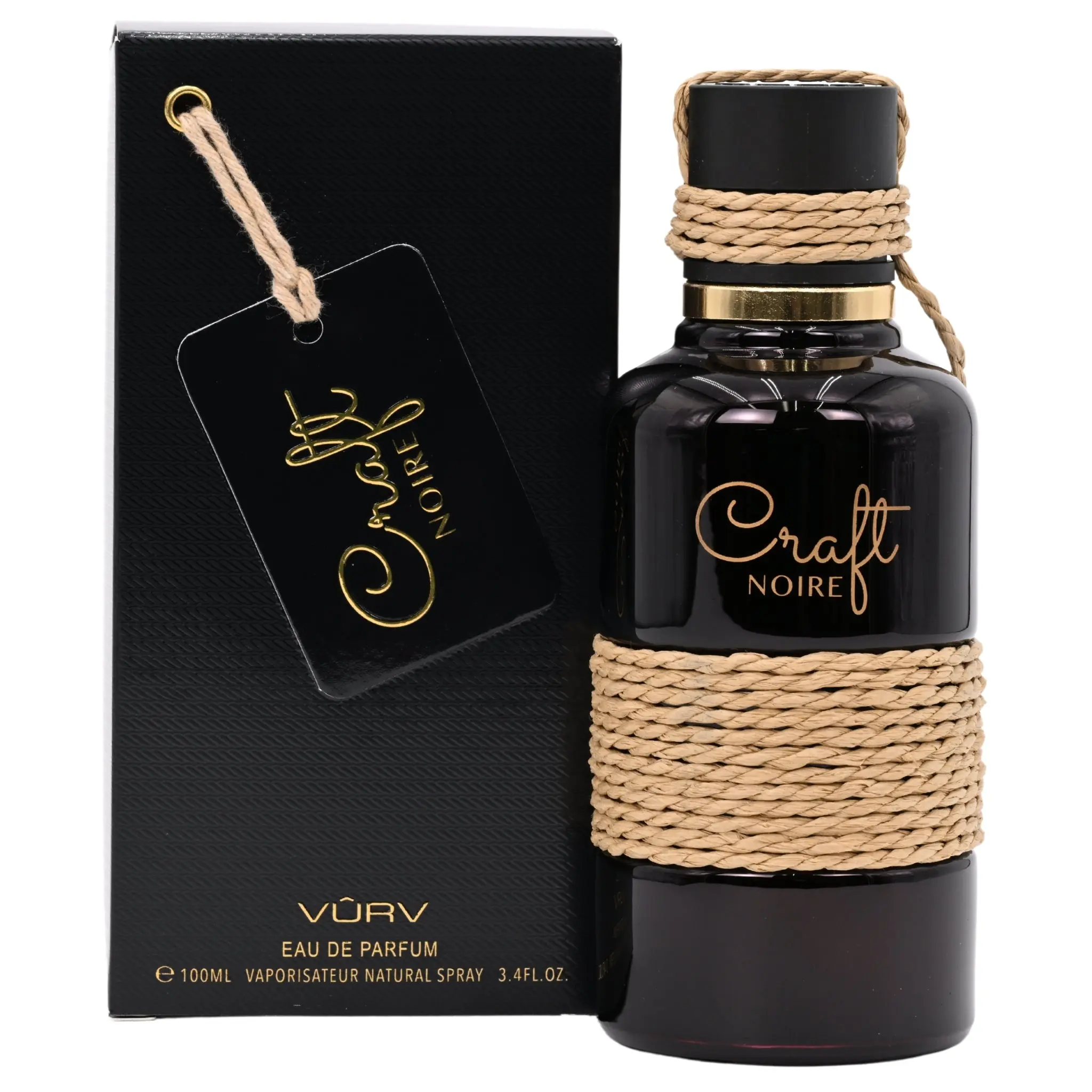 Vurv Craft Noire Unisex Eau de Parfum - 3.4 fl oz Aromatic Woody Spice Fragrance with Leather, Citrus Notes, Signature Scent, Long Lasting, Long Lasting Fragrance, Aromatic Woody Fragrance