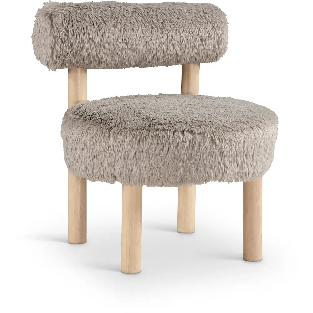 Ambre Beige Vegan Shearling Fabric Upholstered Single Seater Accent Chair, Ideal for Contemporary Home Decor