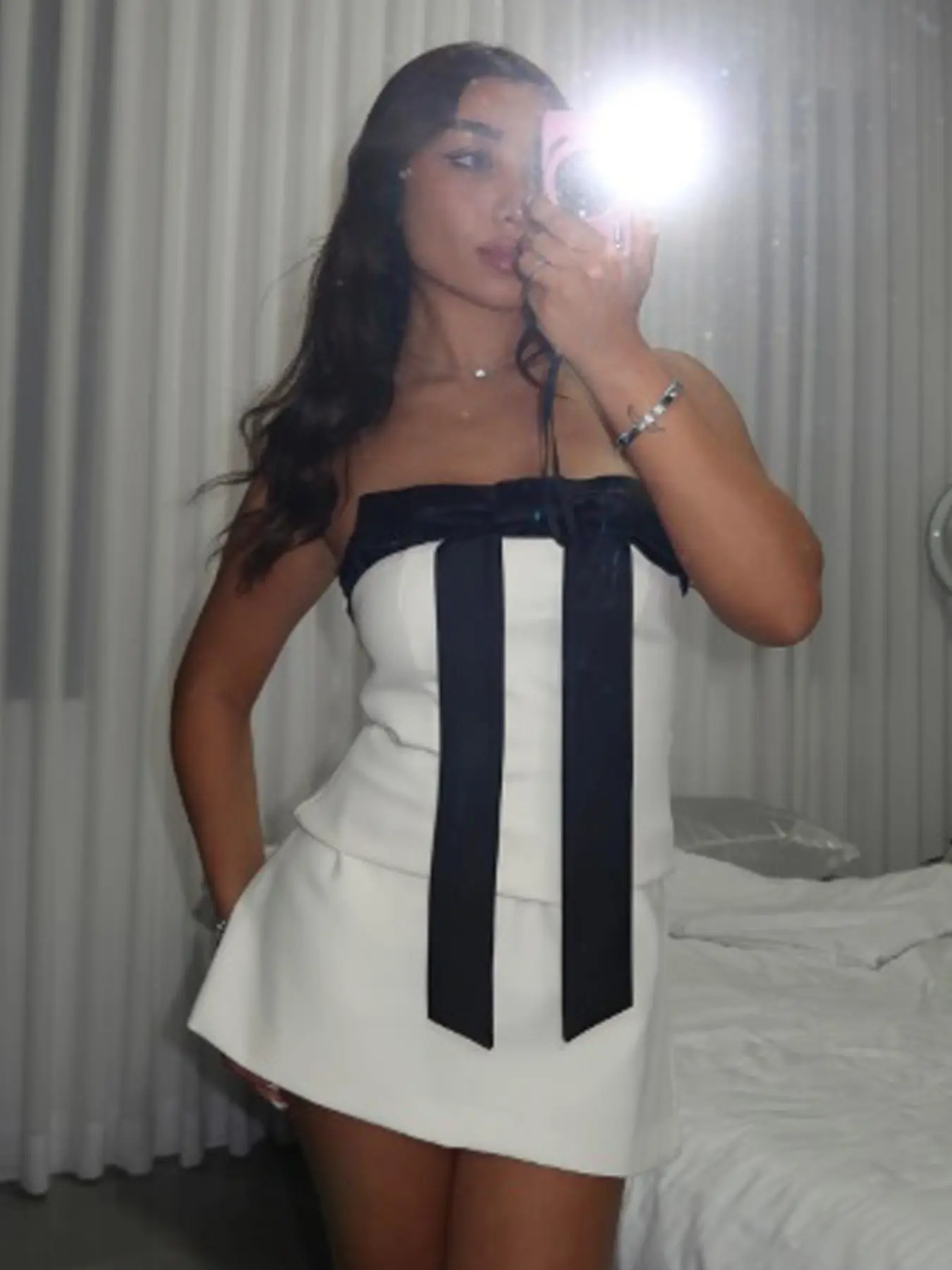 Corset Bow Black White Dress Woman Strapless Sexy Evening Party Dresses  Fitted Backless Short Night Dresses Sleeveless Elegant Cocktail Dresses  Ladies - TikTok Shop