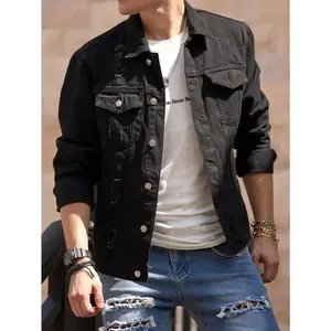 European And American New Men's Denim Jacket Fashionable Men's Denim Jacket Casual Slim Fit Plus Size Denim Jacket Trendy Men Menswear Coats