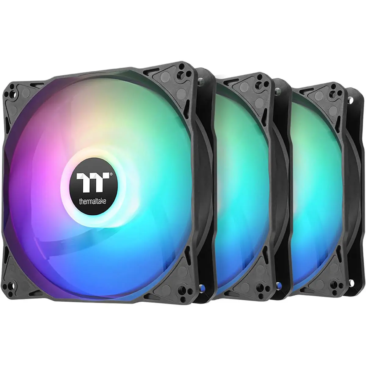 Thermaltake LE120 Series 120mm ARGB Sync PC Cooling Fans, 3-Pack Black PC Fans with RGB Lighting
