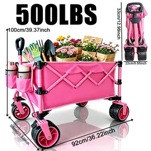 ENB Collapsible Outdoor Wagon, 230L Large Capacity 500lbs Heavy Duty Oxford Cloth Cart with Universal Wheels & Adjustable Handle for Camping, Grocery Shopping, Yard Work
