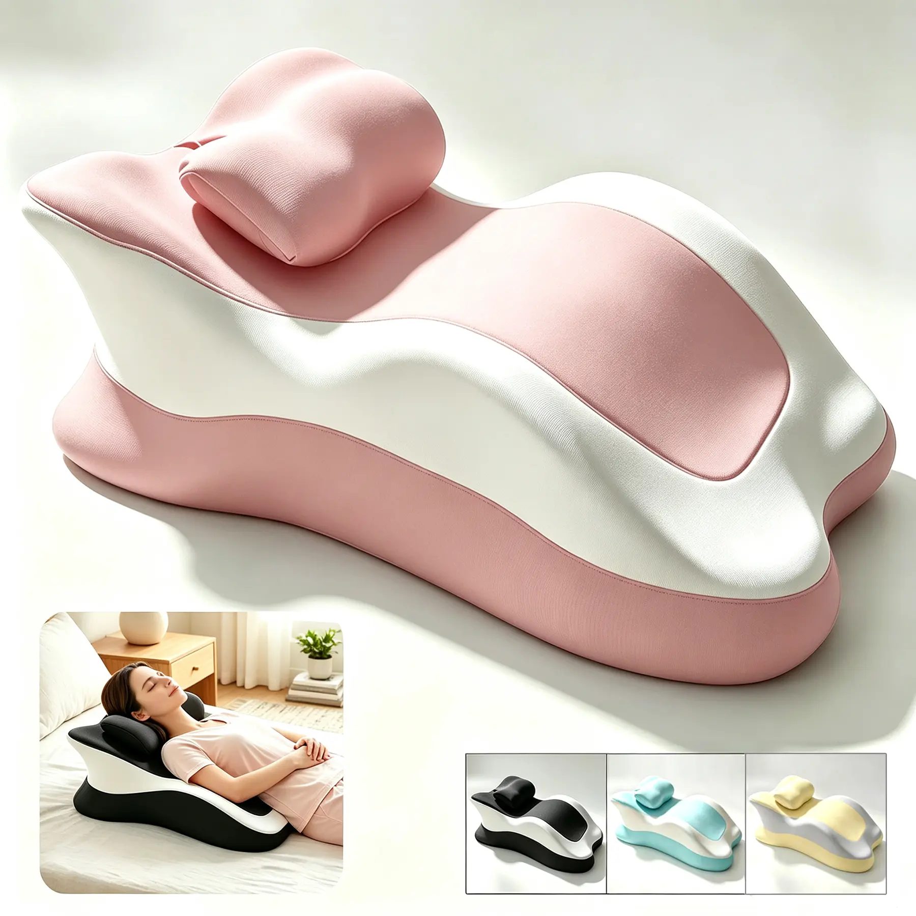 Ergonomic Memory Foam Wedge Pillow, 27° Angled Support for Neck Waist & Leg Relief, Multi-Position Bed Pillow for Reading Relaxation Back Pain Relief with Removable Washable Cover