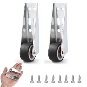 Vertical Track Roller Wheel, Heavy Duty 110LBS Sliding Door Bottom Guide, Anti-Wobble Door Stop, Nylon Wheel & Aluminum Bracket, Smooth Quiet Sliding, Easy to Install Replacement Parts for Barn Door, Interior Door, Wardrobe, Cabinet, Closet Organizer
