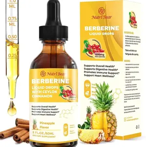 Berberine Supplement with Ceylon Cinnamon, Berberine HCL Liquid Drops with Turmeric, Bitter Melon, Quercetin, 10X Strength AMPK for Digestion System, Immune Health Support -Vegetarian, 2 fl oz