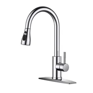 Kitchen Faucet, 1 Set Stainless Steel Kitchen Faucet with Pull Down Sprayer, High Arc Single Handle Stainless Steel Sink Faucet for Farmhouse Camper Laundry Bar